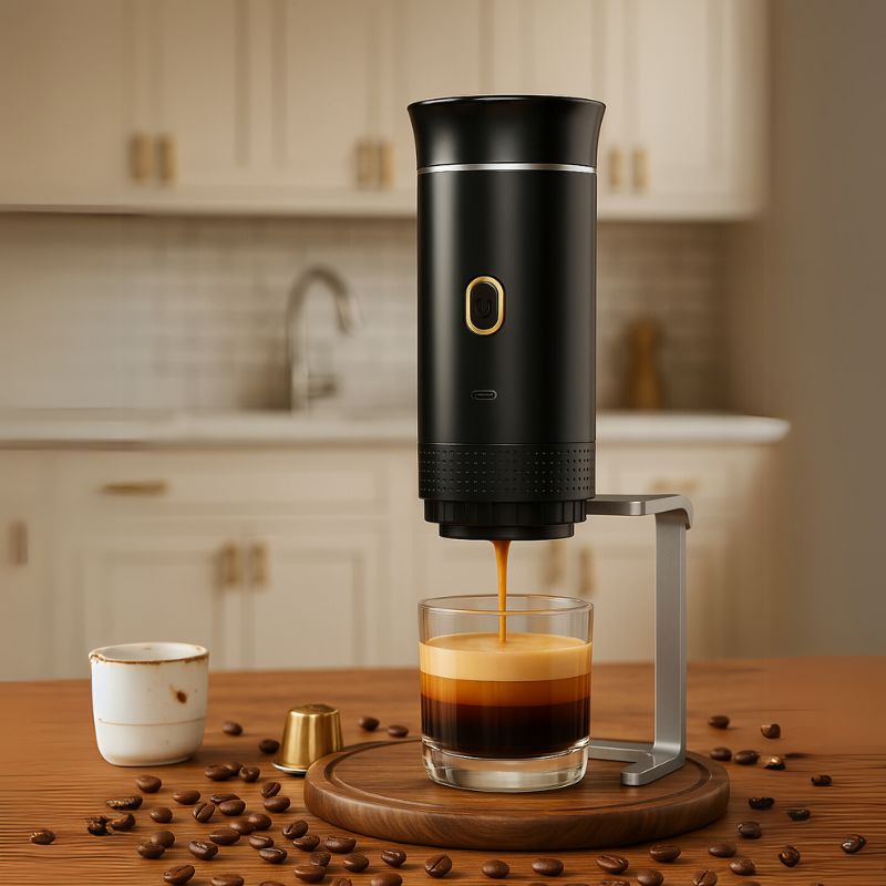 Machine à Café Portable Expresso Électrique - Rechargeable, 2-en-1 Café Moulu & Capsules, Idéale Voyage Et Camping