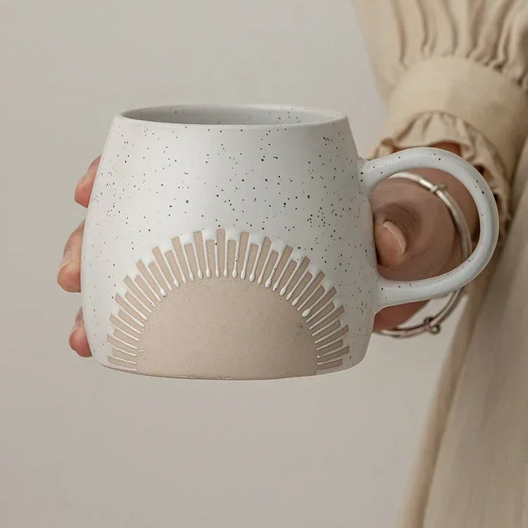 Tasse à café peinte à la main en céramique de 430,9 g avec large ouverture