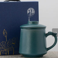 Tasse à Thé Céramique Rustique avec Infuseur et Couvercle