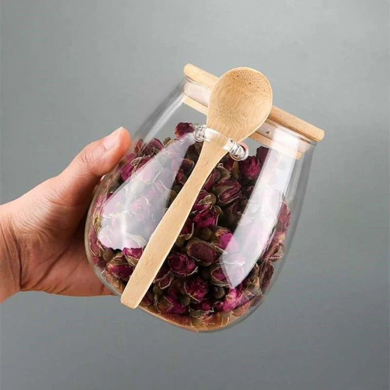 Pot En Verre Transparent Avec Couvercle Et Cuillère - 255g
