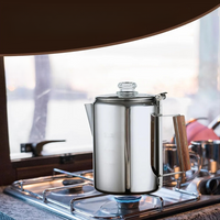 Cafetiere Camping Argentée en Acier Inoxydable