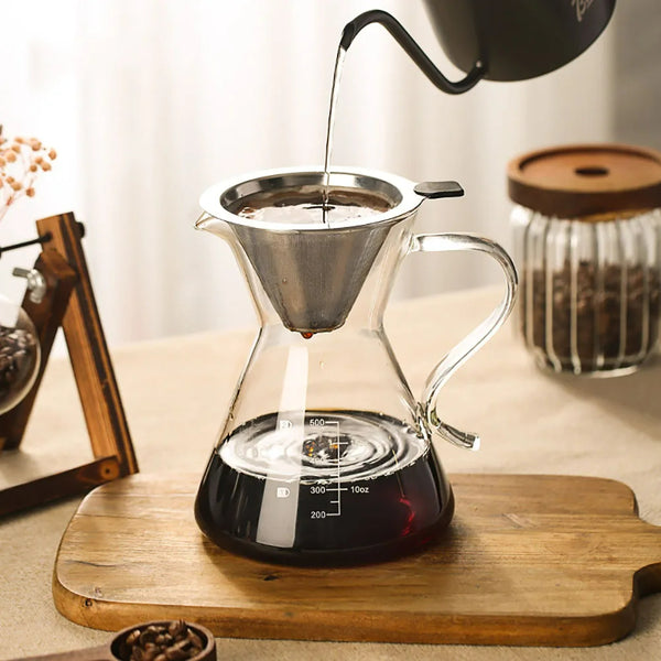 Cafetière Manuelle en Verre Avec Filtre Entonnoir
