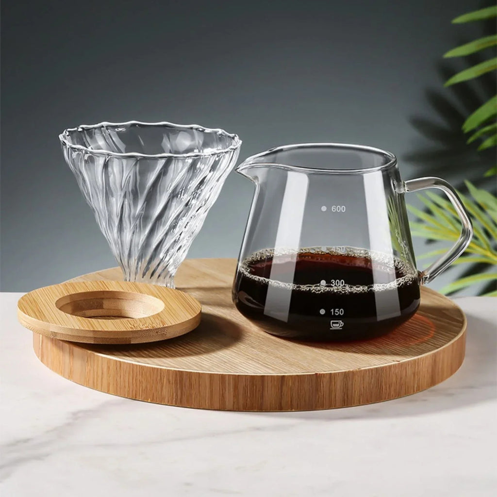 Cafetière Verser Over En Verre Borosilicate Polydremio 600ml Avec 100 Filtres V02