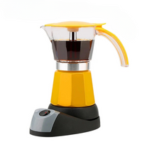 Cafetière Italienne Electrique Design et Robuste, de couleur jaune, sur un fond blanc.