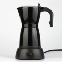 Cafetière Italienne Electrique Ergonomique Noire, sur un fond blanc.