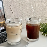 Lot de 2 Tasse Café Transparente avec Paille