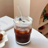 Lot de 2 Tasse Café Transparente avec Paille