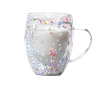 Mug Double Paroi Décoratif en Verre Transparent sur fond blanc