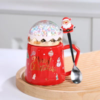 Mug de Noel Americain en Céramique Rouge, avec cuillère père Noël.
