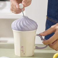 Mugs à Thé en Forme de Cupcake en Céramique, avec capuchon violet.