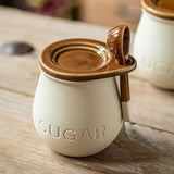 Sucrier En Céramique 350 Ml Avec Couvercle Et Cuillère - Élégant Pour Bar à Café Et Cuisine