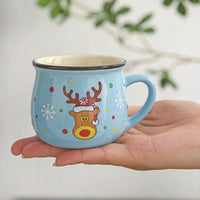 Tasse de Noel Bleue Décorée d'un Motif de Cerf