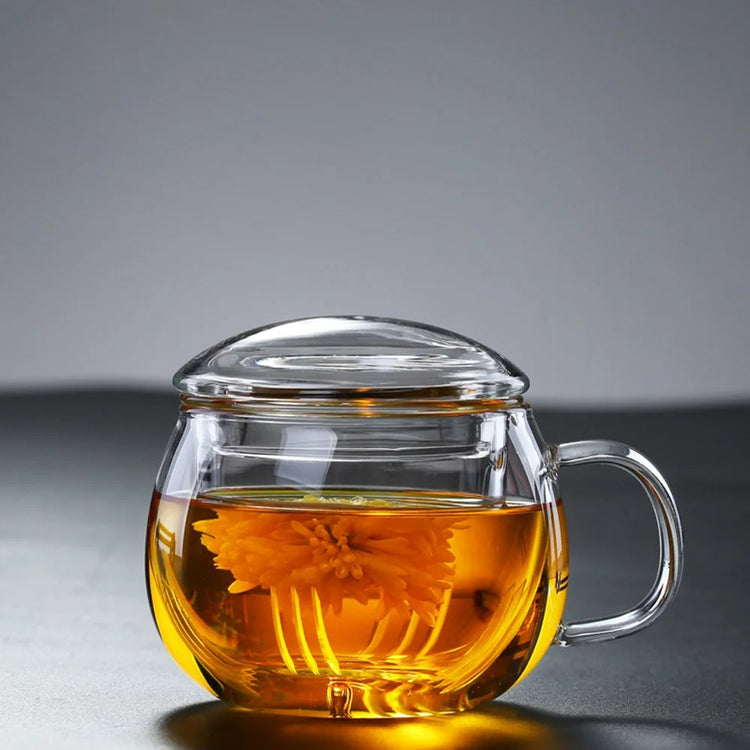 Tasse Avec Infuseur Intégré Tasse à Thé En Verre Dorsaer Avec Infuseur - 500 Ml, Verre Borosilicate, Couvercle Bambou, Pour Bureau Et Maison